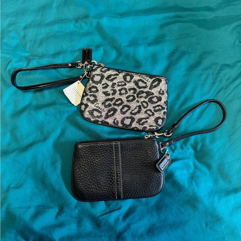 Coach Black and Animal Print Wristlet Duo
